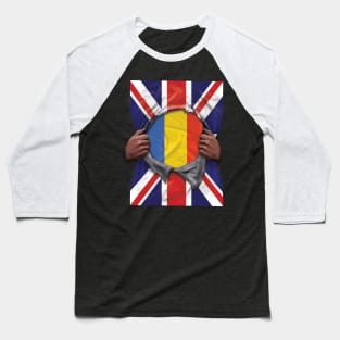 Romania Flag Great Britain Flag Ripped - Gift for Romanian From Romania Baseball T-Shirt